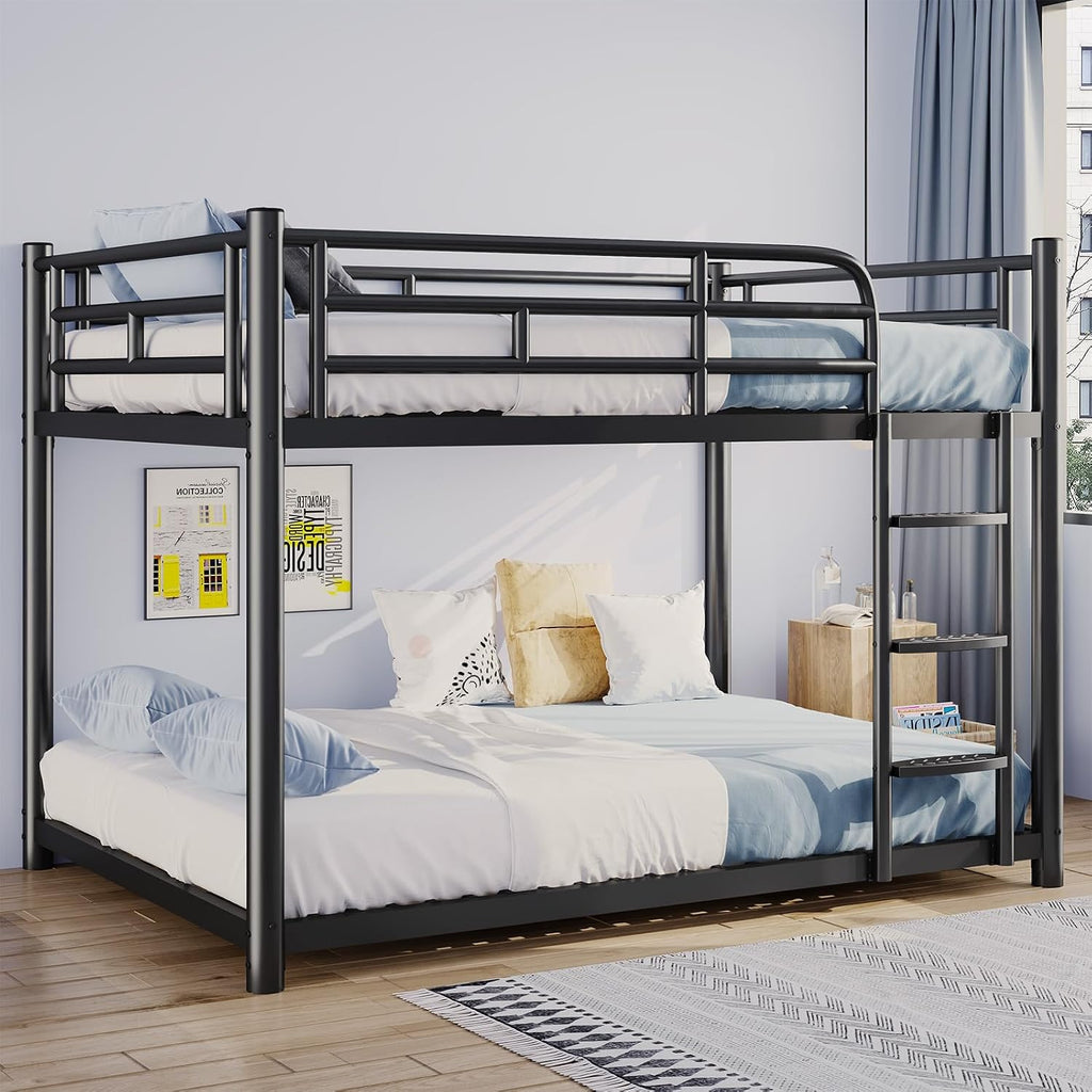 Full Over Full Metal Bunk Bed with 10-inch High Guardrails