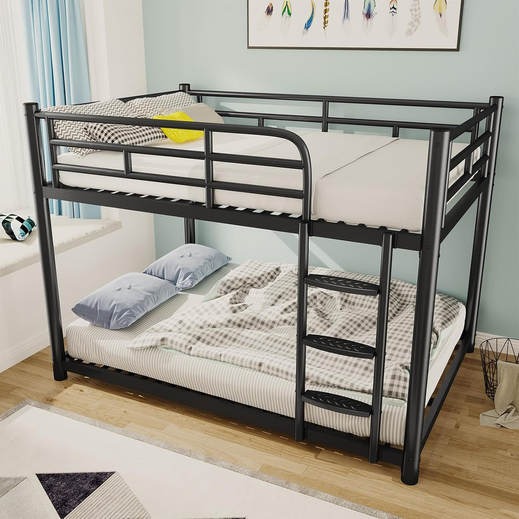 Full Over Full Metal Bunk Bed with 10-inch High Guardrails