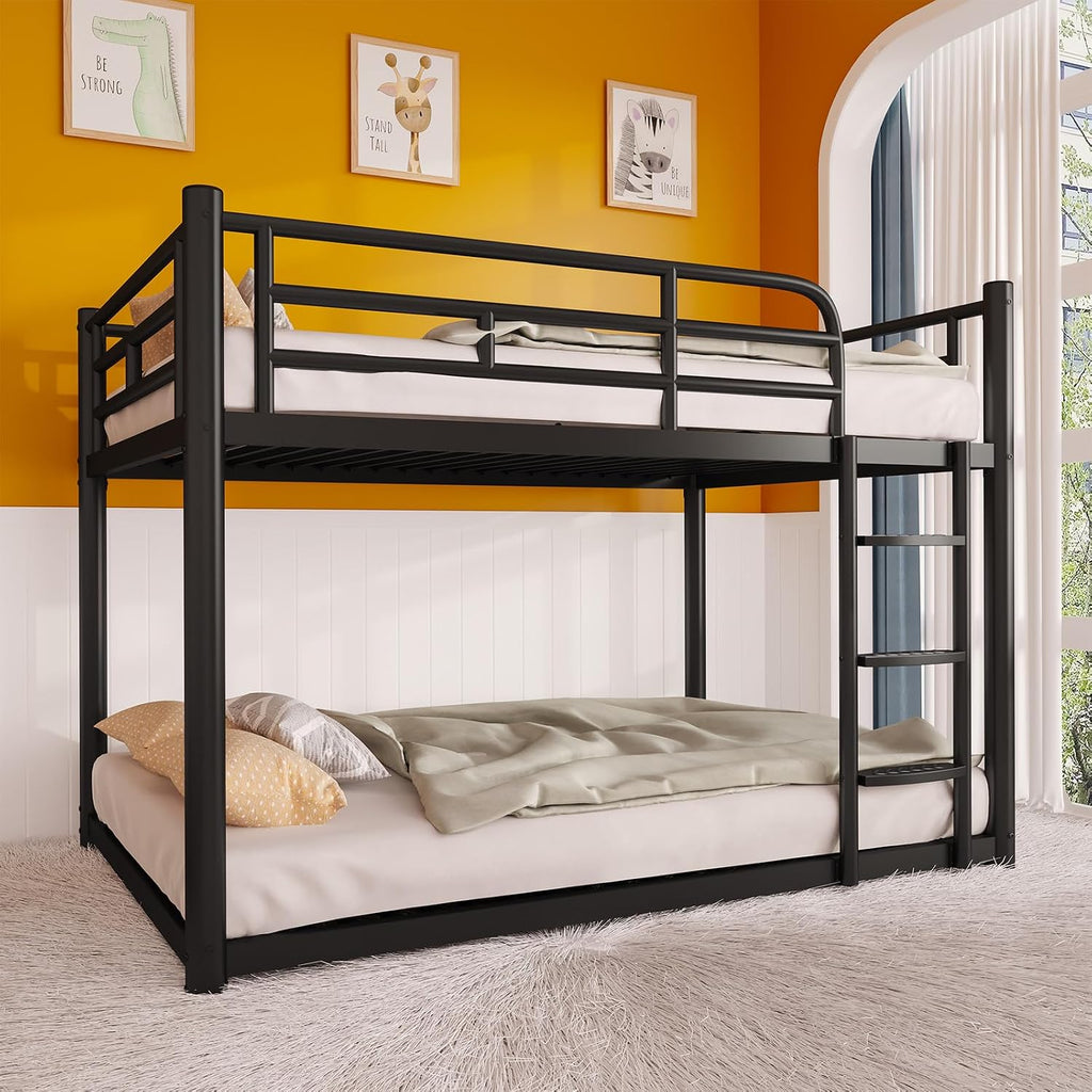 Full Over Full Metal Bunk Bed with 10-inch High Guardrails